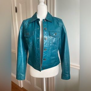 Gap Teal Leather Jacket